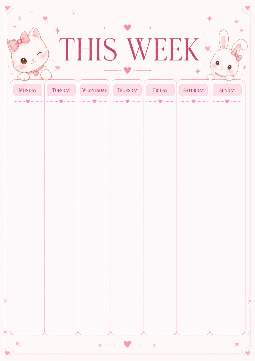 Free Weekly Planner weekly overview page