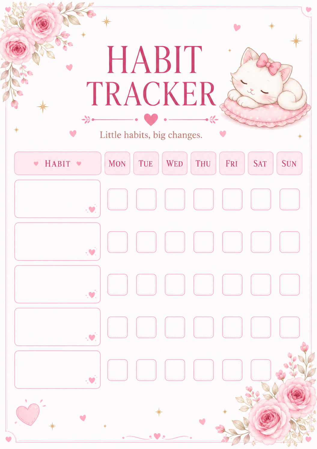 Free Weekly Planner habit tracker page