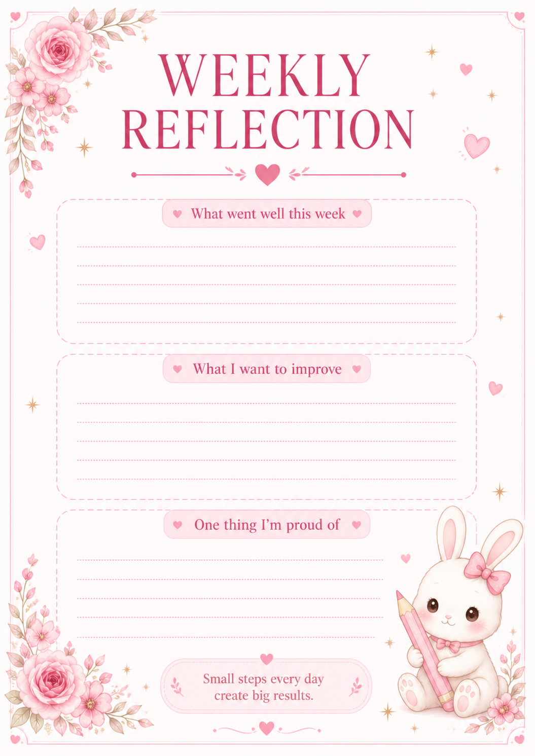 Free Weekly Planner weekly reflection page